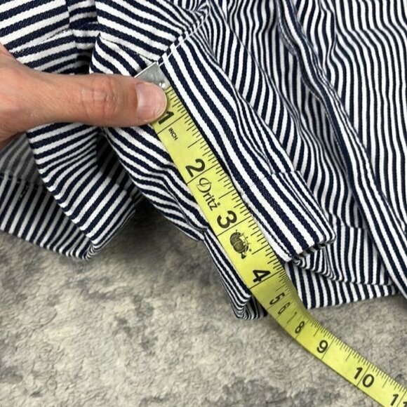 Gap High Rise Pleat Front Striped Cuffed Paperbag Shorts Button Fly Sz 8 - Picture 10 of 14